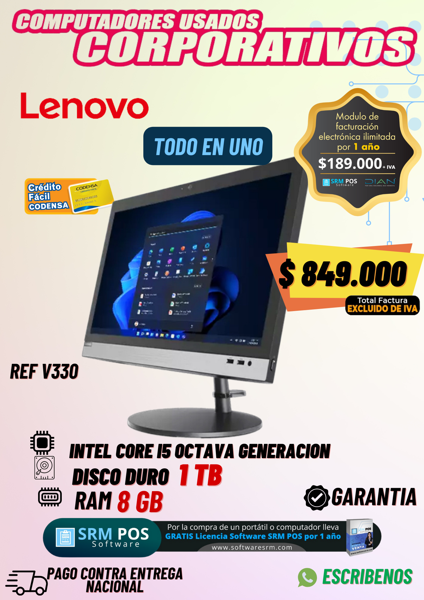 Todo en uno Lenovo V330 INTEL®CORE™ I5 octava